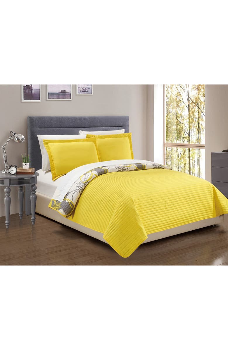 CHIC King Miles Abstract Quilt Set - Yellow, Main, color, YELLOW