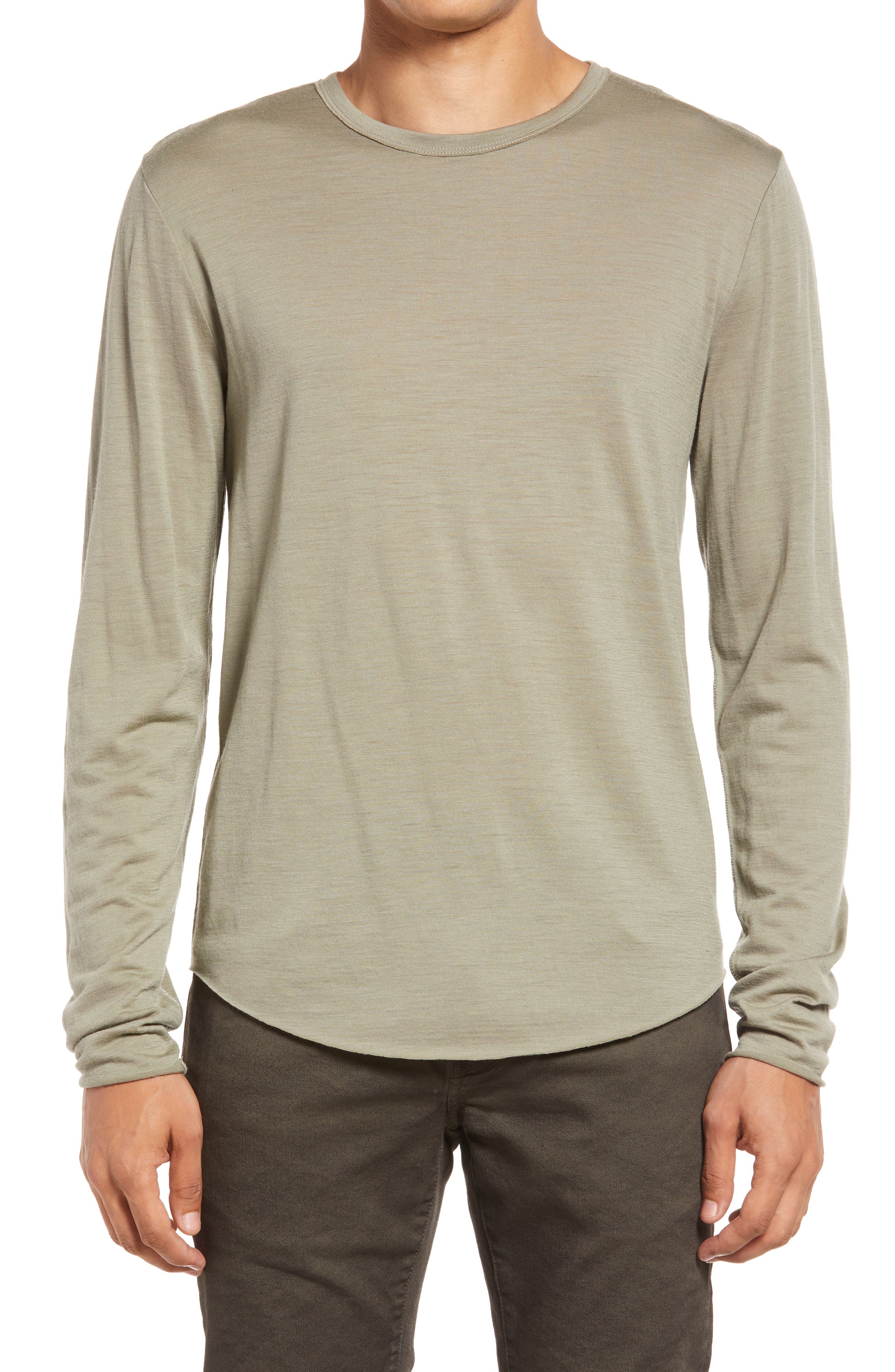 rag & bone Heath Long Sleeve Merino Wool T-Shirt in Sage at Nordstrom, Size X-Large