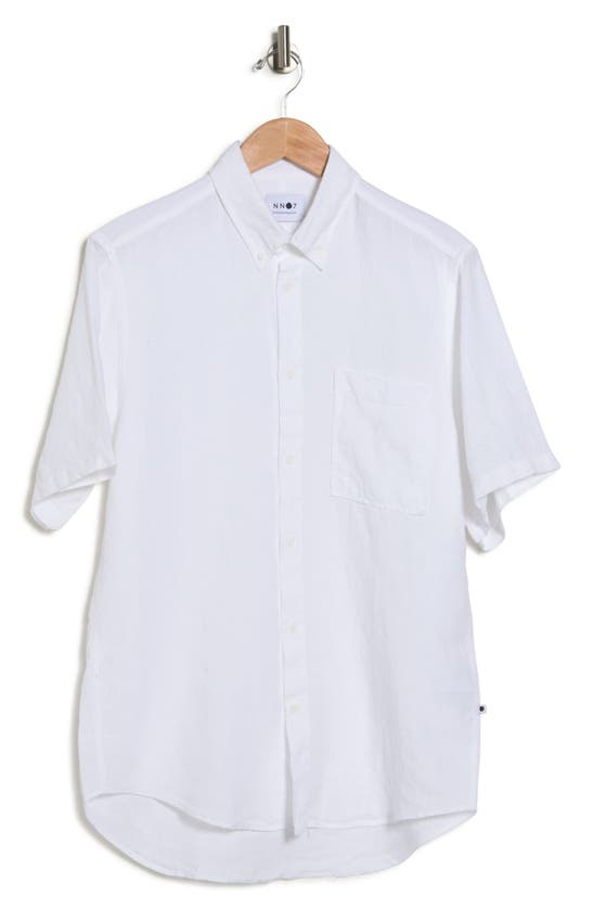 Nn07 Arne Short Sleeve Button-up Linen Shirt In White