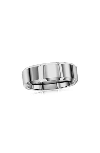Blackjack Polished Tungsten Band Ring In Silver