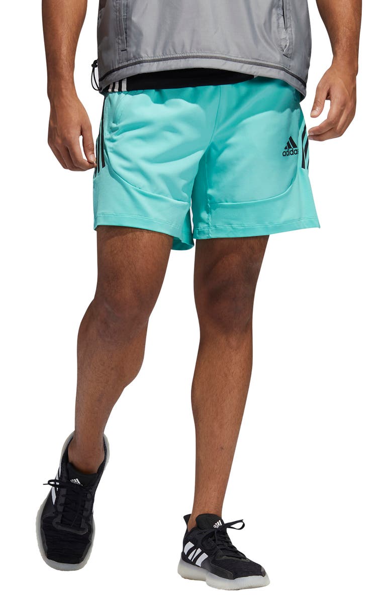 ADIDAS Aero 3-Stripe Shorts, Main, color, ACID MINT