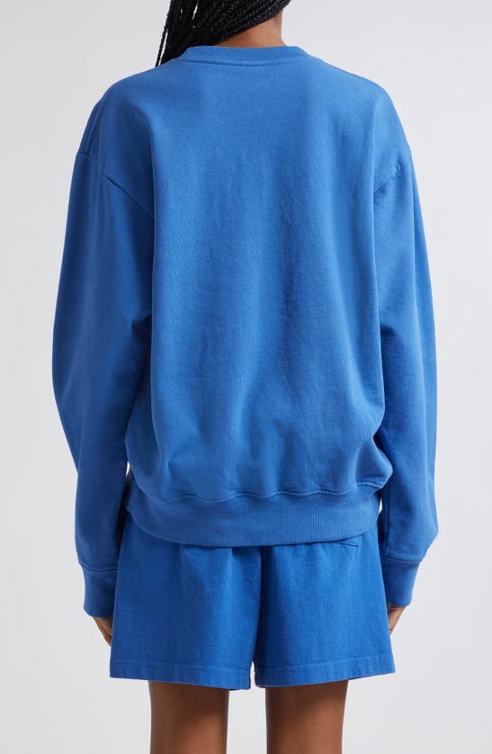 Shop Sporty And Rich Sporty & Rich Sports Cotton Graphic Sweatshirt In Imperial Blue