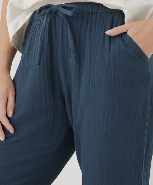 Shop Pact Organic Coastal Double Gauze Tapered Pull-on Pant In French Navy