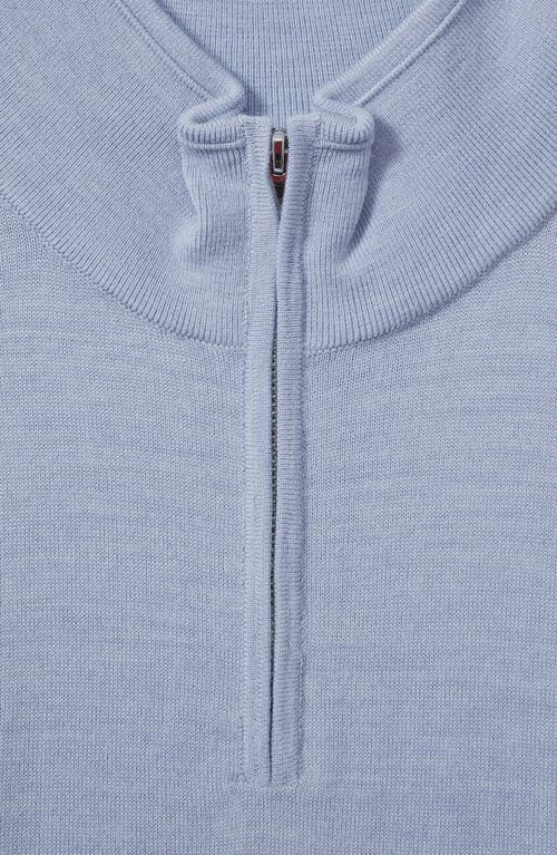 Shop Reiss Blackhall Quarter Zip Wool Sweater In Soft Blue Melange