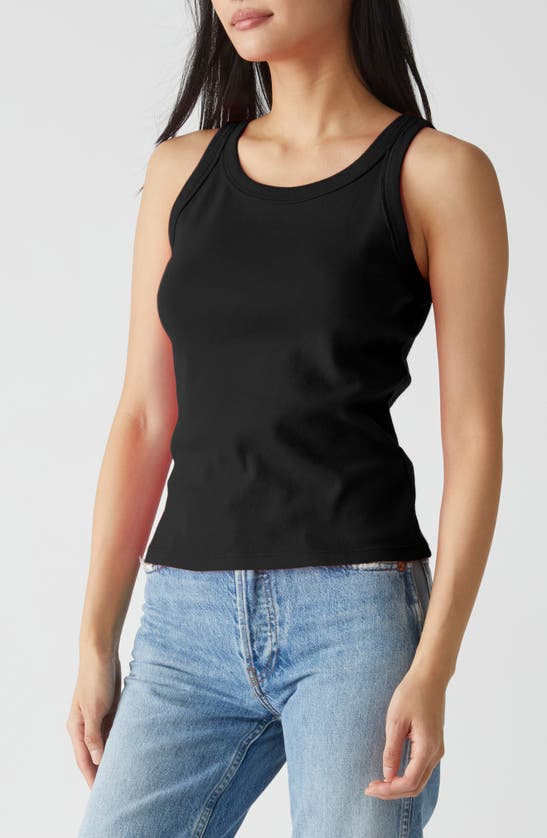 Shop Michael Stars Cassie Binded Cotton Tank In Black