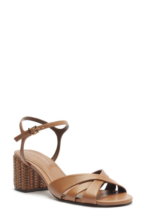 Schutz Keefa Woven Sandal in Caramel Coffee 