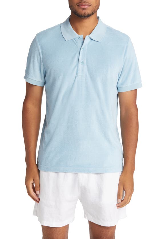 Onia Linen Polo Shirt In Hazy Cloud