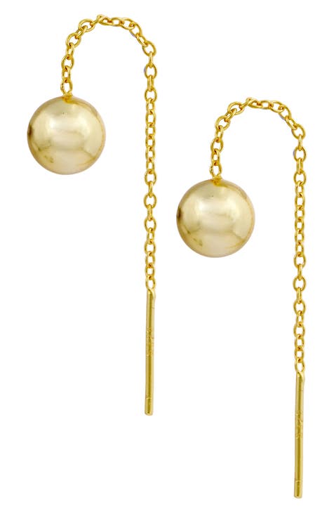 Ball Drop Threader Earrings