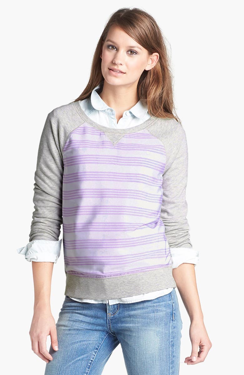Halogen® Stripe Front Sweatshirt | Nordstrom