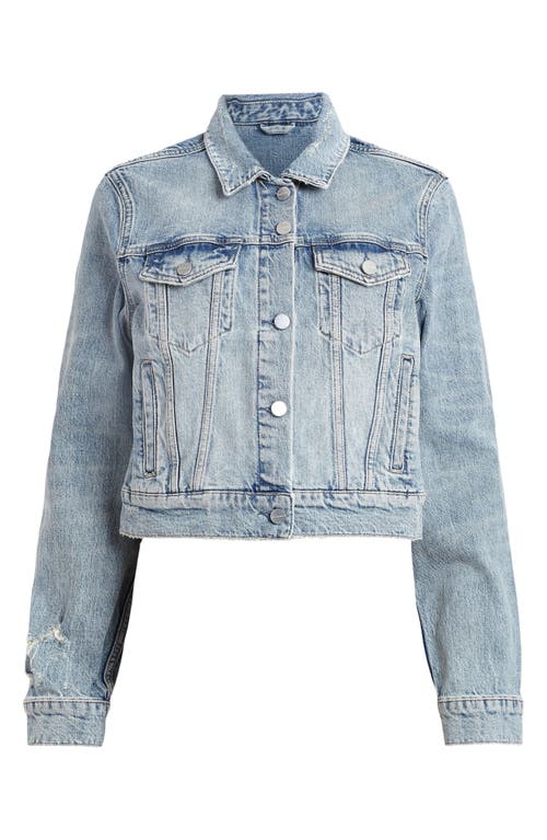Allsaints Womens Vintage Indigo Juno Pact-pocket Slim-fit Denim Jacket In Vintage Indigo