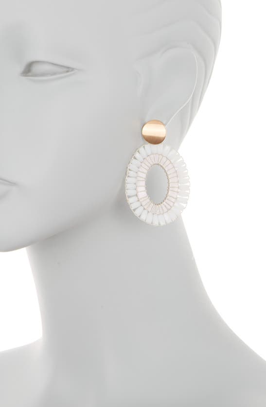 Shop Tasha Beaded Drop Hoop Earrings In White