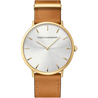 Rebecca Minkoff Major Leather Strap Watch, 40Mm