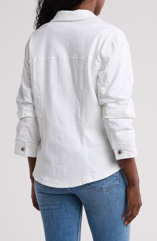 Democracy Cinch Sleeve Denim Jacket In Optic White