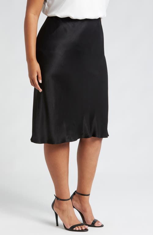 Shop Nordstrom Bias Cut Satin Skirt In Black