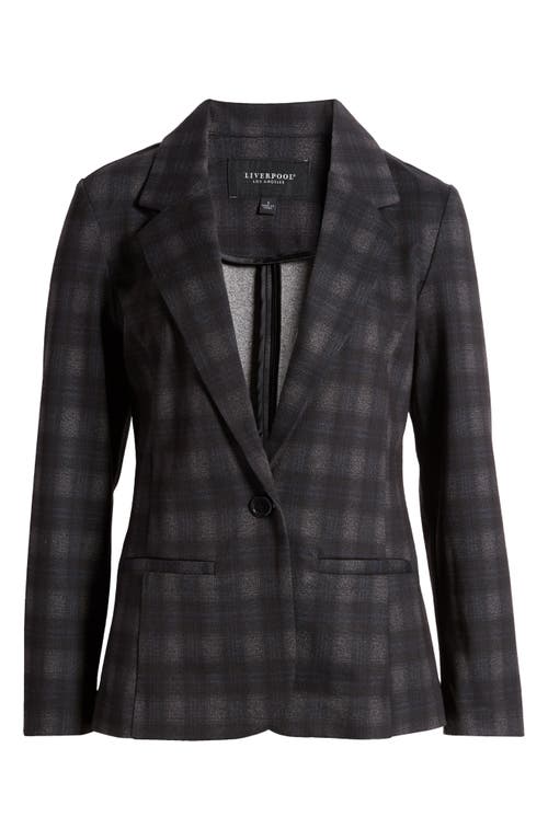 Shop Liverpool Los Angeles Plaid Fitted Blazer In Charcoal Grey/blueberry Plaid