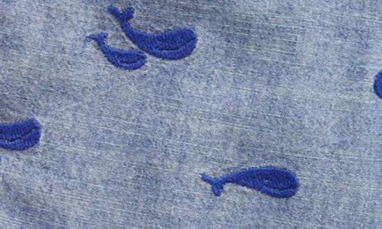 Shop Mini Boden Kids' Whale Embroidered Cotton Chino Shorts In Chambray Whale Embroidery