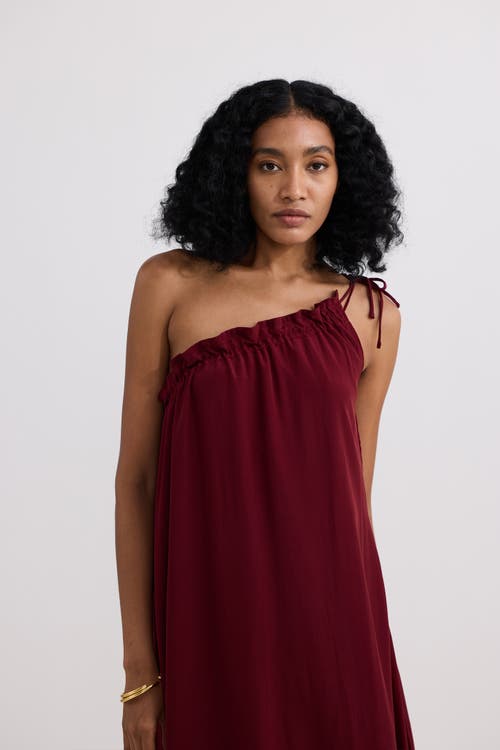 Reistor One-shoulder Midi Dress In Burgundy
