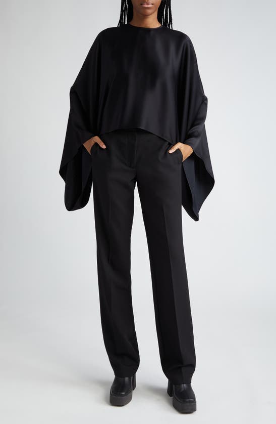 Shop Stella Mccartney Straight Leg Wool Trousers In Black