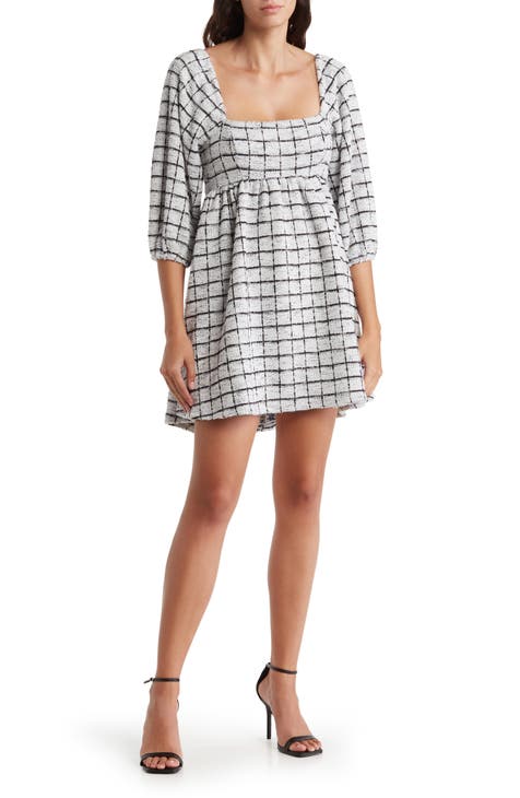 Nina Bonheur Black And White Plaid Pajama Set