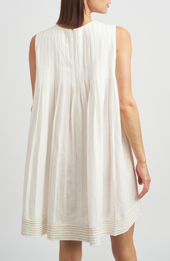 Shop En Saison Jesse Sleeveless Pleat Linen Blend Shift Dress In Off White