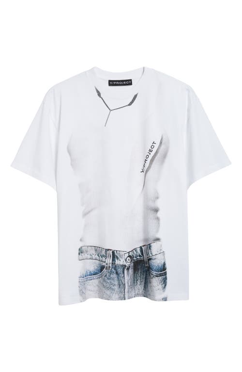 Shop Y/project Y Pendant Trompe L'oeil Organic Cotton Graphic T-shirt In White