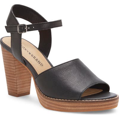Lucky Brand Naika Ankle Strap Platform Sandal, Black