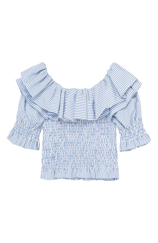 Habitual Kids' Smocked Ruffle Detail Top In Stripe