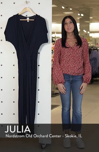 loveappella short sleeve wrap top jumpsuit