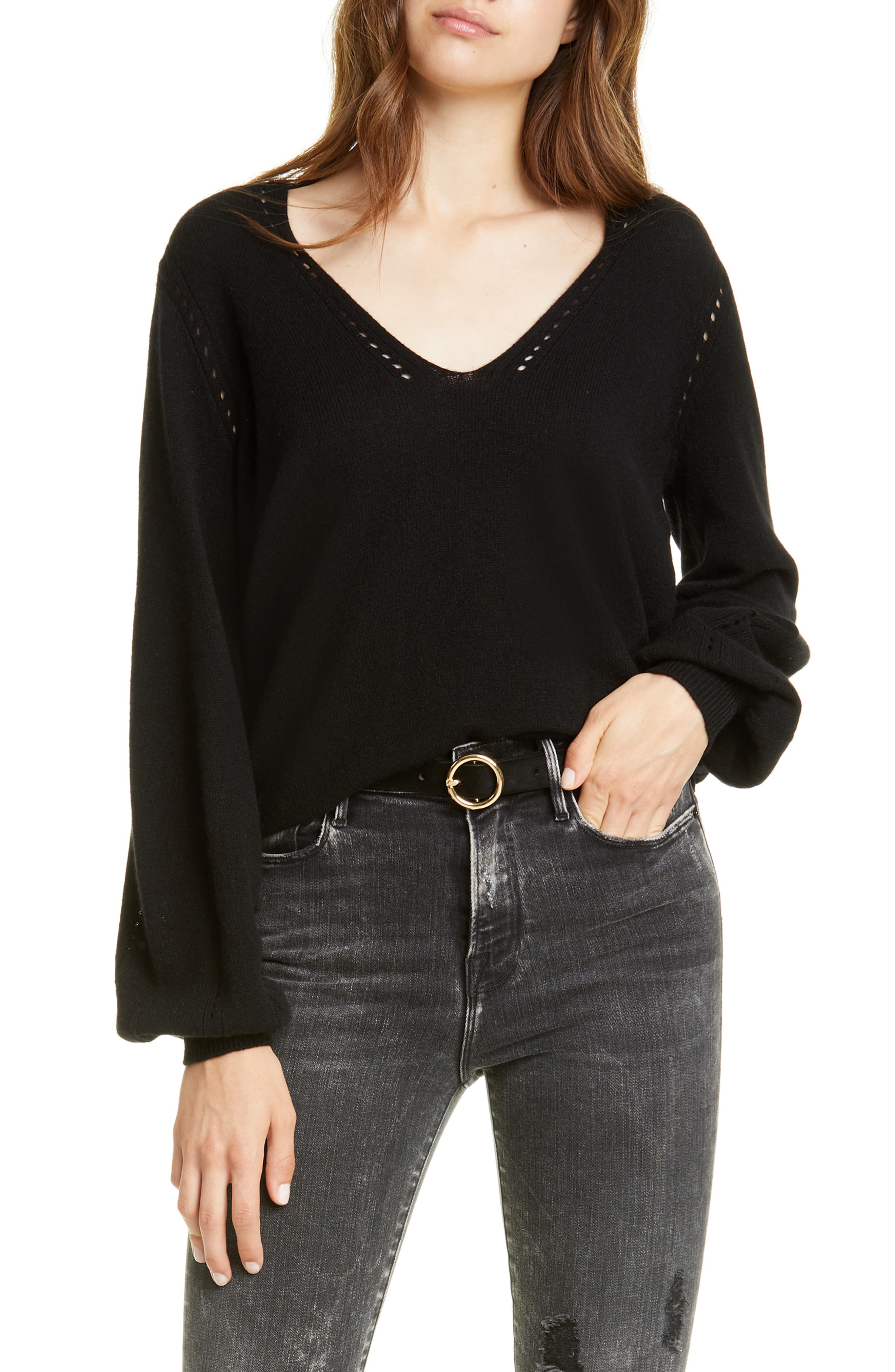 Frame Pointelle Cashmere Sweater In 