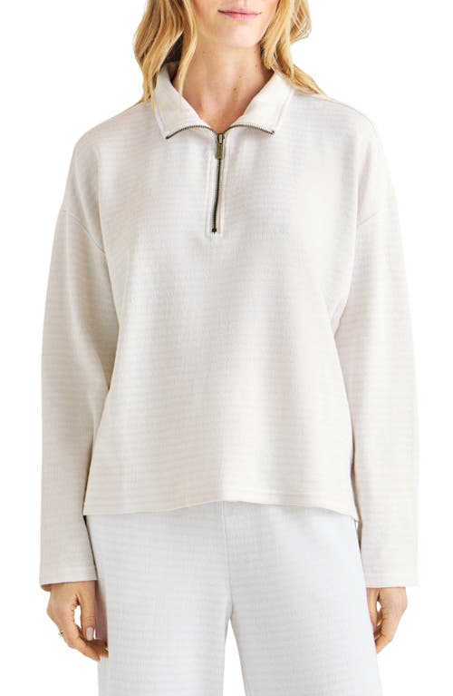 Bisous Quarter-Zip Cotton Blend Sweatshirt in White Sand/White