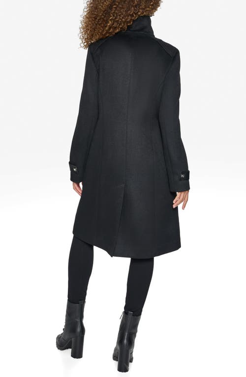 Shop Karl Lagerfeld Paris Boiled Wool Blend Coat In Black