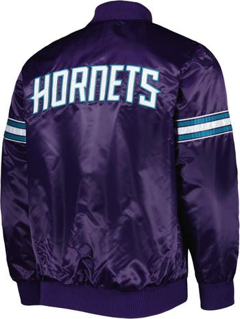 STARTER Men's Purple Charlotte Hornets Pick & Roll Full-Snap Varsity |