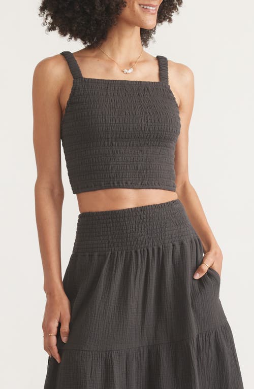 Shop Marine Layer Selene Smocked Crop Camisole In Black