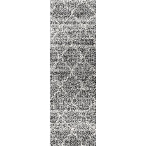 Jonathan Y Susa Ogee Moroccan Trellis Shag Area Rug In Light Gray/ivory