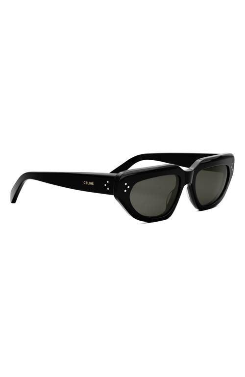 Shop Celine Bold 3 Dots Geometric Sunglasses In Shiny Black/smoke