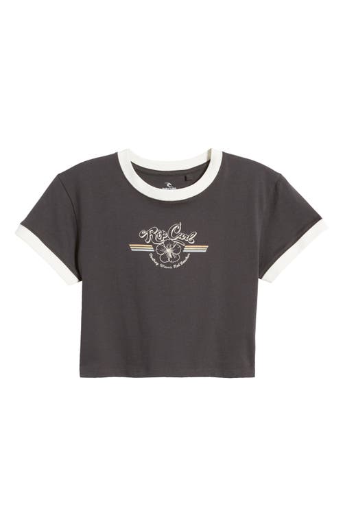 Rip Curl Archive Cotton Ringer Graphic Baby Tee In Washed Black