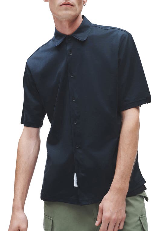 Dalton Short Sleeve Cotton Blend Knit Button-Up Shirt in Salute