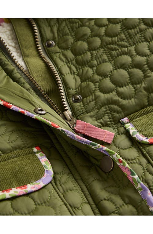 Shop Mini Boden Kids' Classic Quilted Jacket In Woodland Moss Green