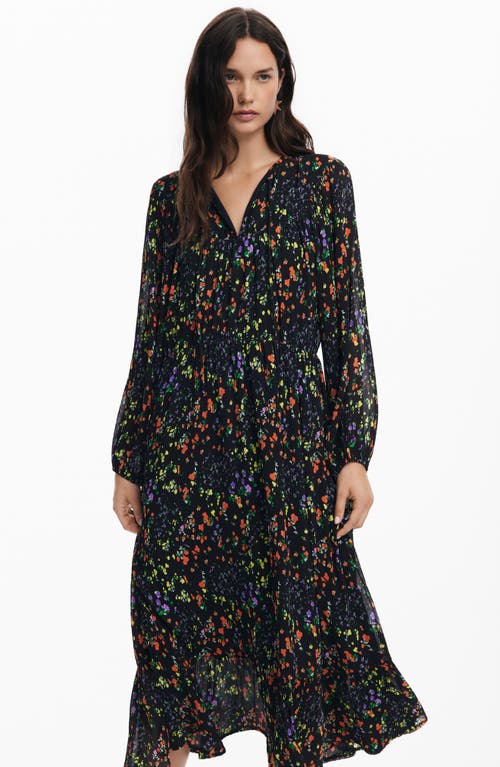 Shop Desigual Kansas City Tie Neck Long Sleeve Dress In Black