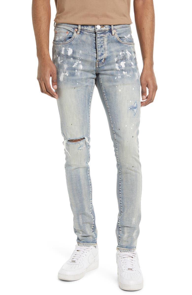 PURPLE BRAND Ripped Knee Blowout Painted Skinny Jeans | Nordstrom