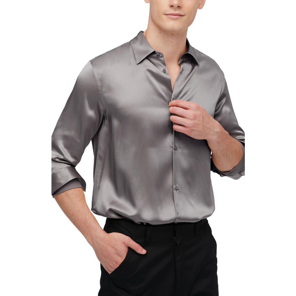 LILYSILK LILYSILK MULBERRY SILK BASIC MENS SHIRT