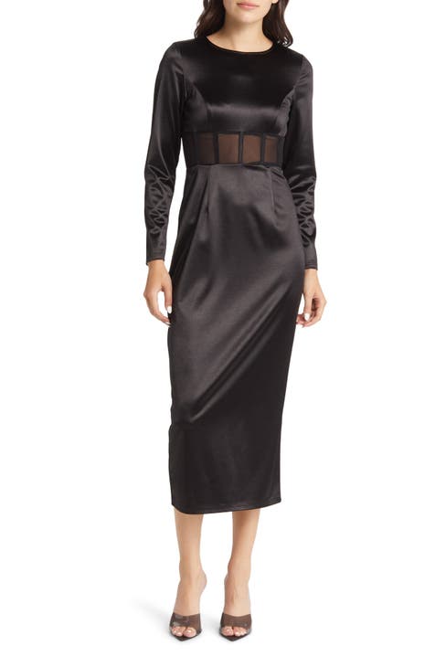 embroidered floral dress long sleeves embroidery a line long formal $ 267 . 00 SIZE:30 Pink Sequin Gowns Oceanus Camille Satin Midi