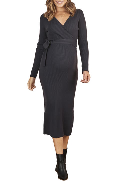 Lilliana Black Linen Maternity Maxi Dress - Shoulder Tie – Angel Maternity  USA