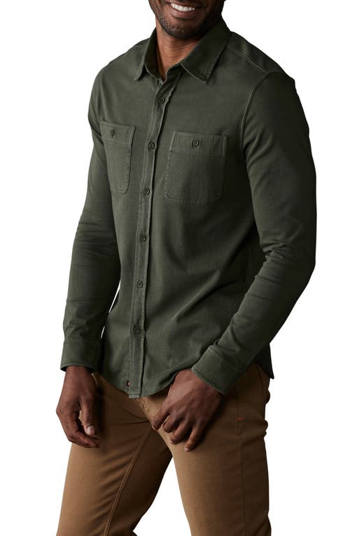 The Normal Brand Lennox Cotton Jersey Button-up Shirt In Alpine