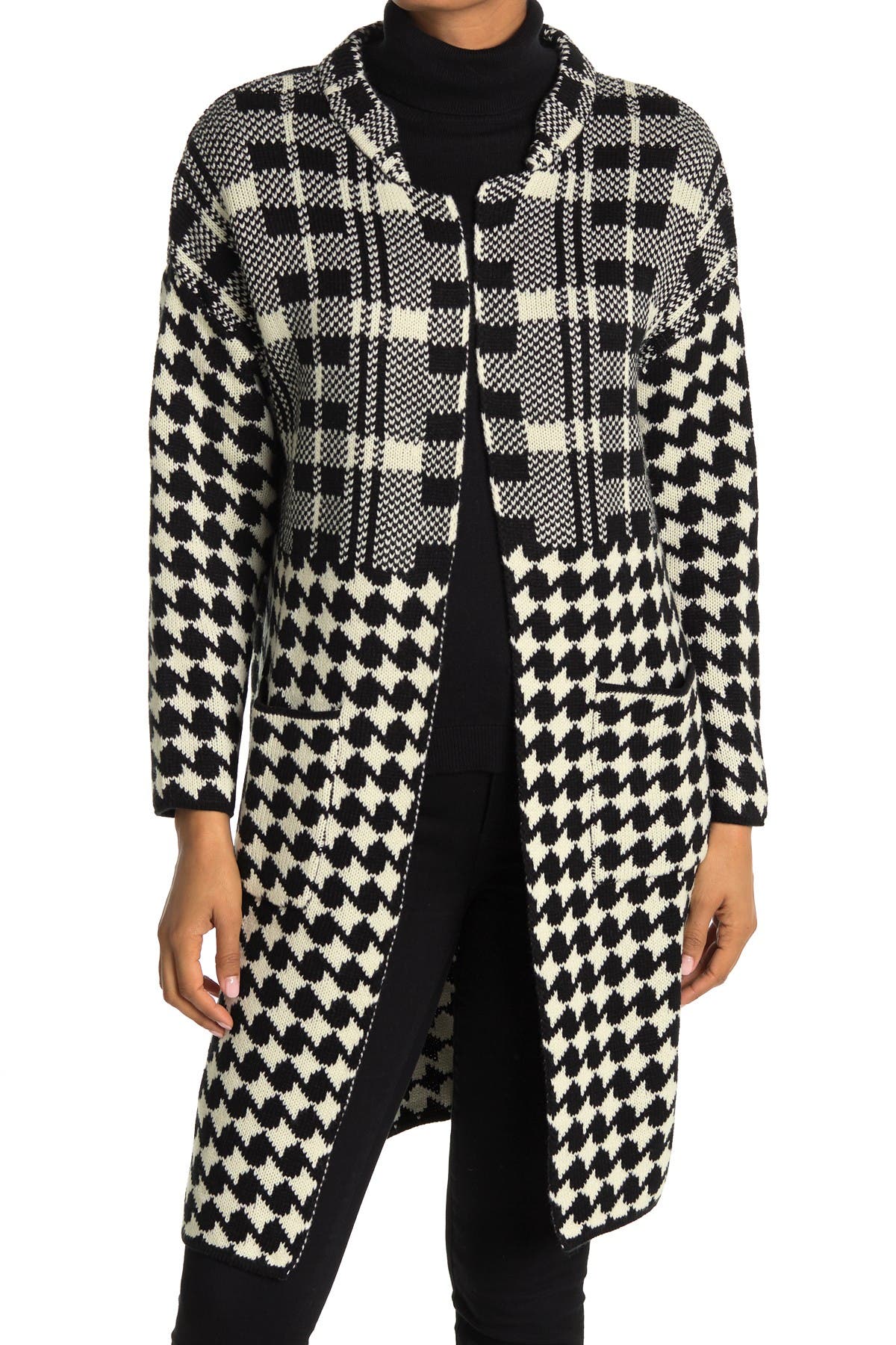 houndstooth cardigan sweater