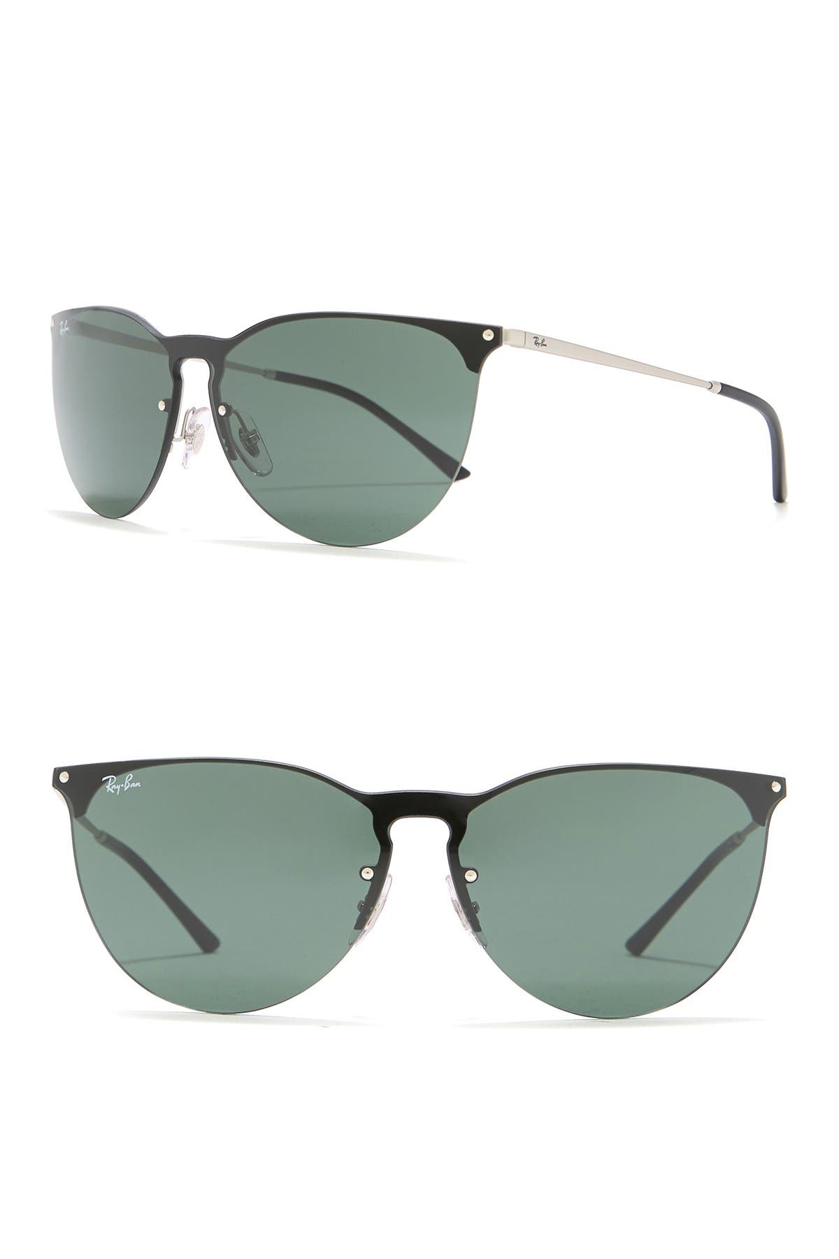 Ray Ban 41mm Phantos Rubber Aviator Sunglasses In Dark Green Modesens 