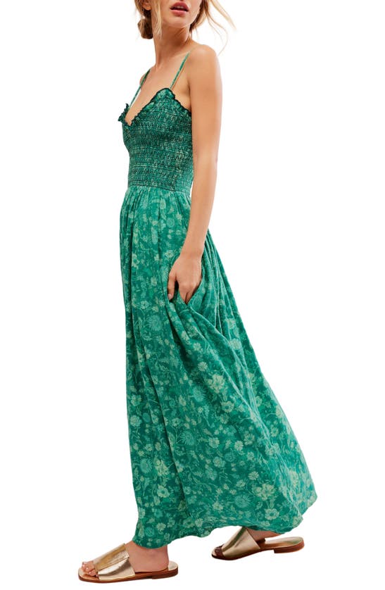 Shop Free People Sweet Nothings Floral Print Sleeveless Maxi Sundress In Forest Combo