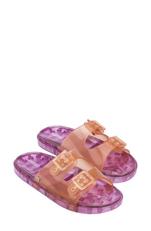 Melissa Double Strap Slide Sandal In Orange/pink Clear