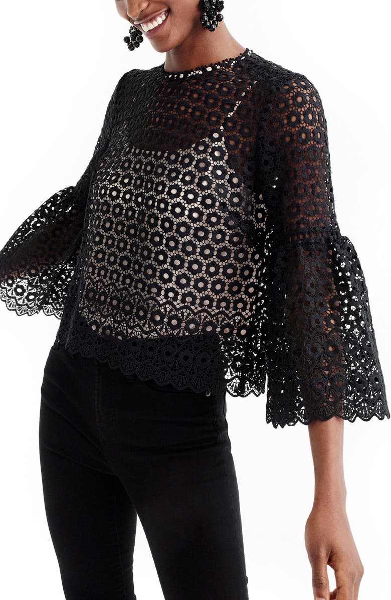 J.Crew Bell Sleeve Daisy Lace Top | Nordstrom