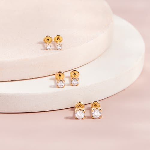 In Season Jewelry 14k 4 Prong Cubic Zirconia Solitaire Earrings In Gold